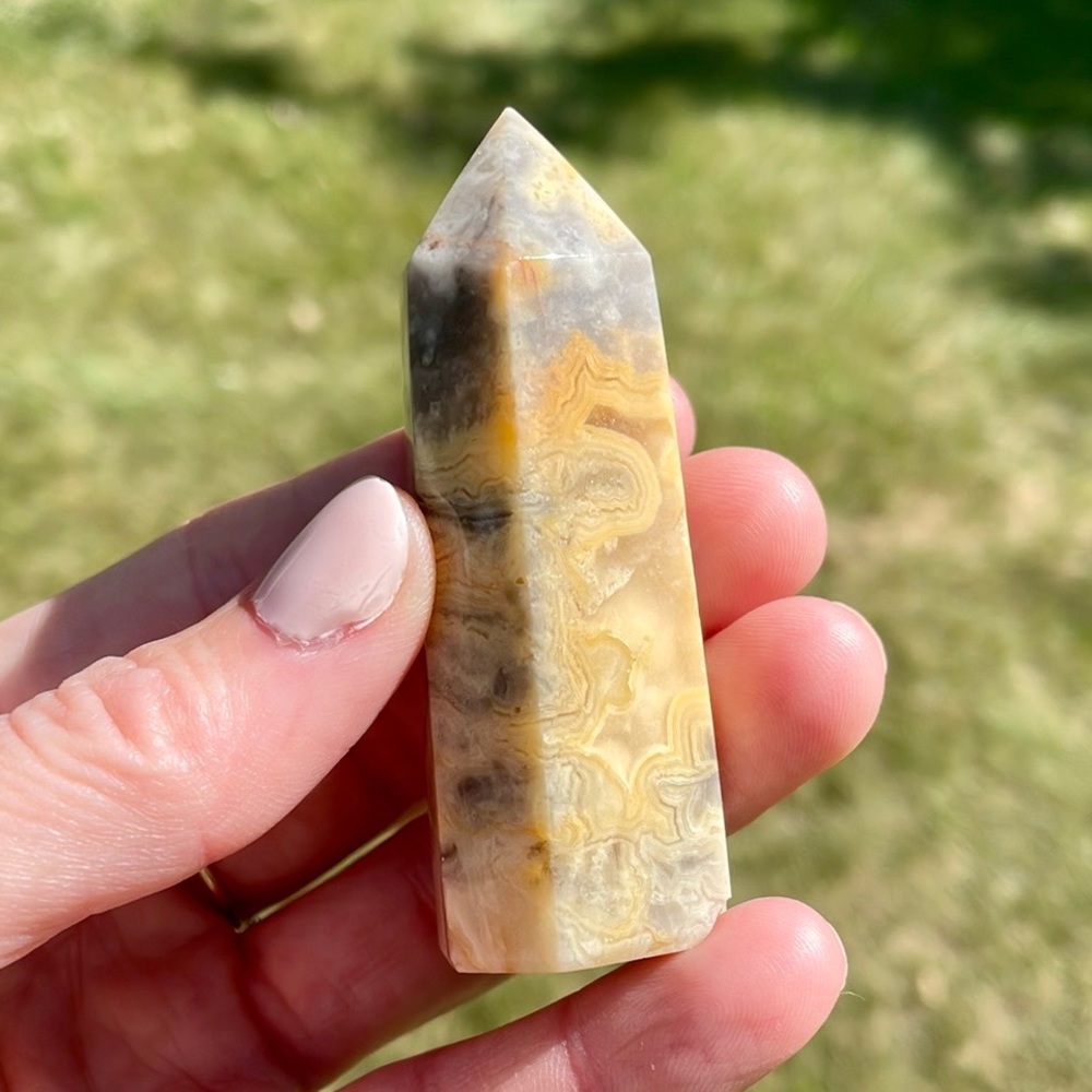 🌝Yellow Crazy Lace Agate Tower🌝